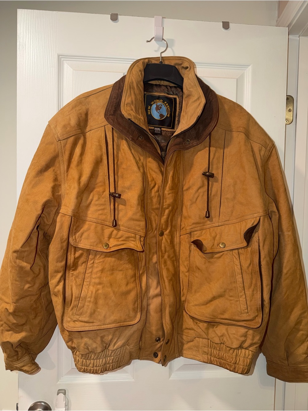 Men's Tan Suede Field Jacket with Brown Contrast Collar